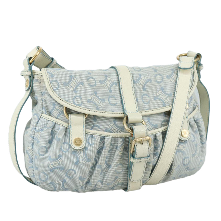 Celine Canvas Shoulder Bag with Monogram Pattern