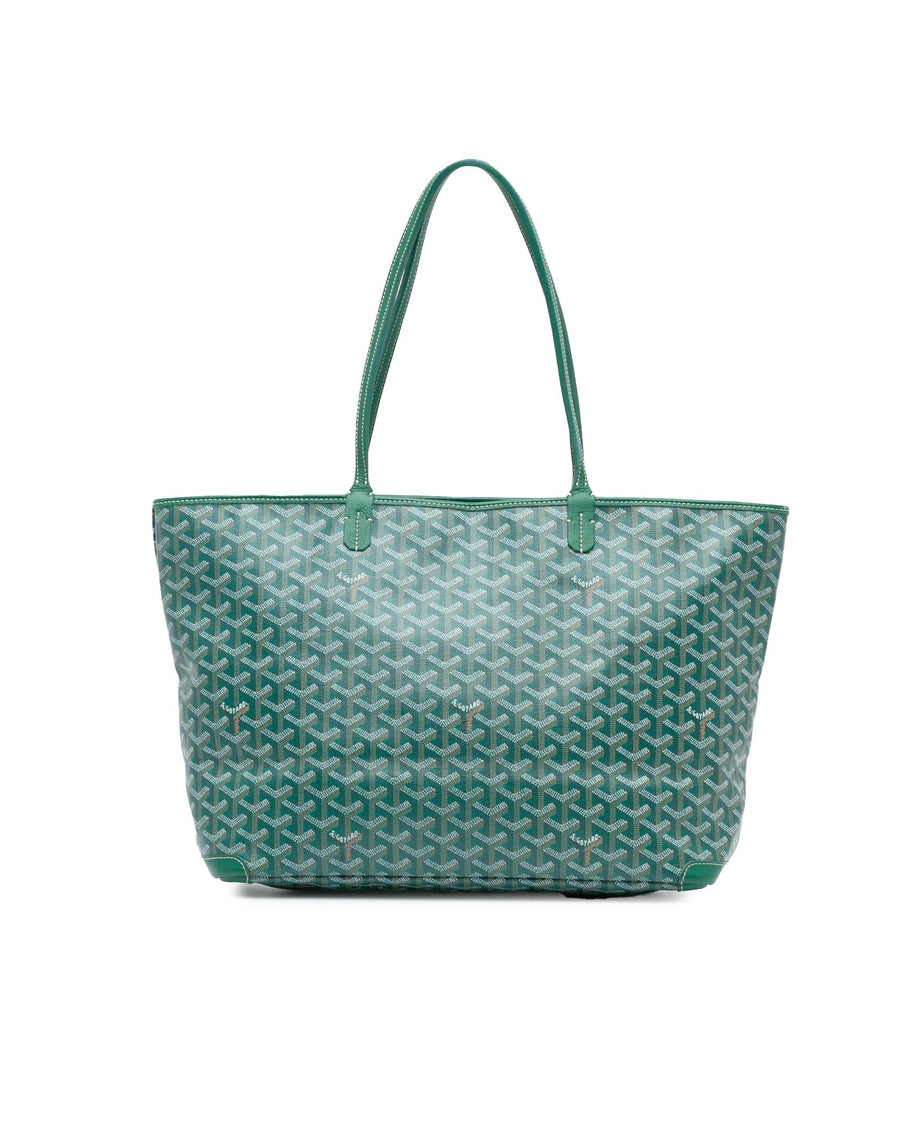 Goyard Coated Canvas Tote Bag with Leather Trim and Top Zip Closure