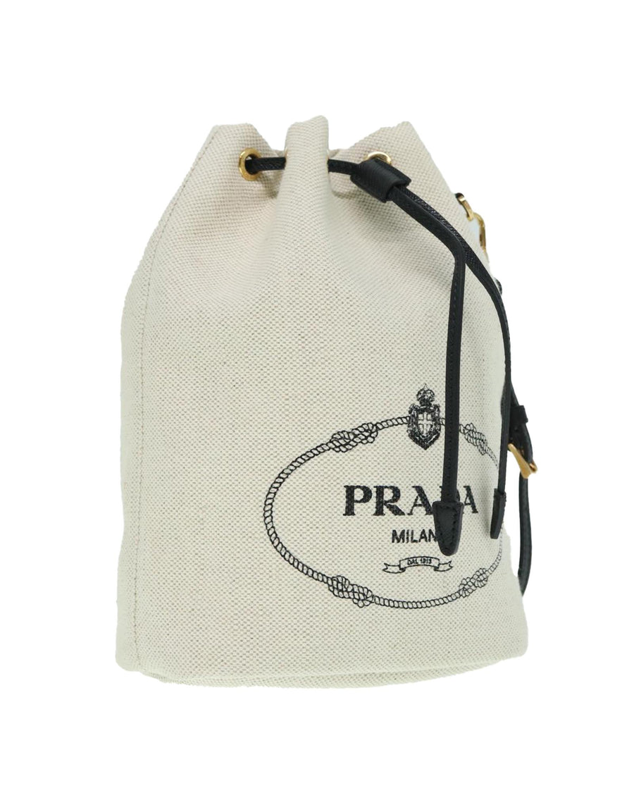 Prada Canvas Drawstring Bag Pouch with Authentic Detailing