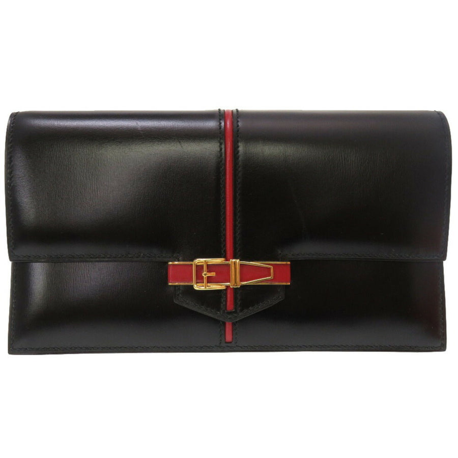 Hermes Leather Clutch Red Trim