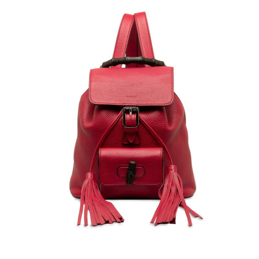 Gucci Gucci Bamboo Small Backpack Red Leather