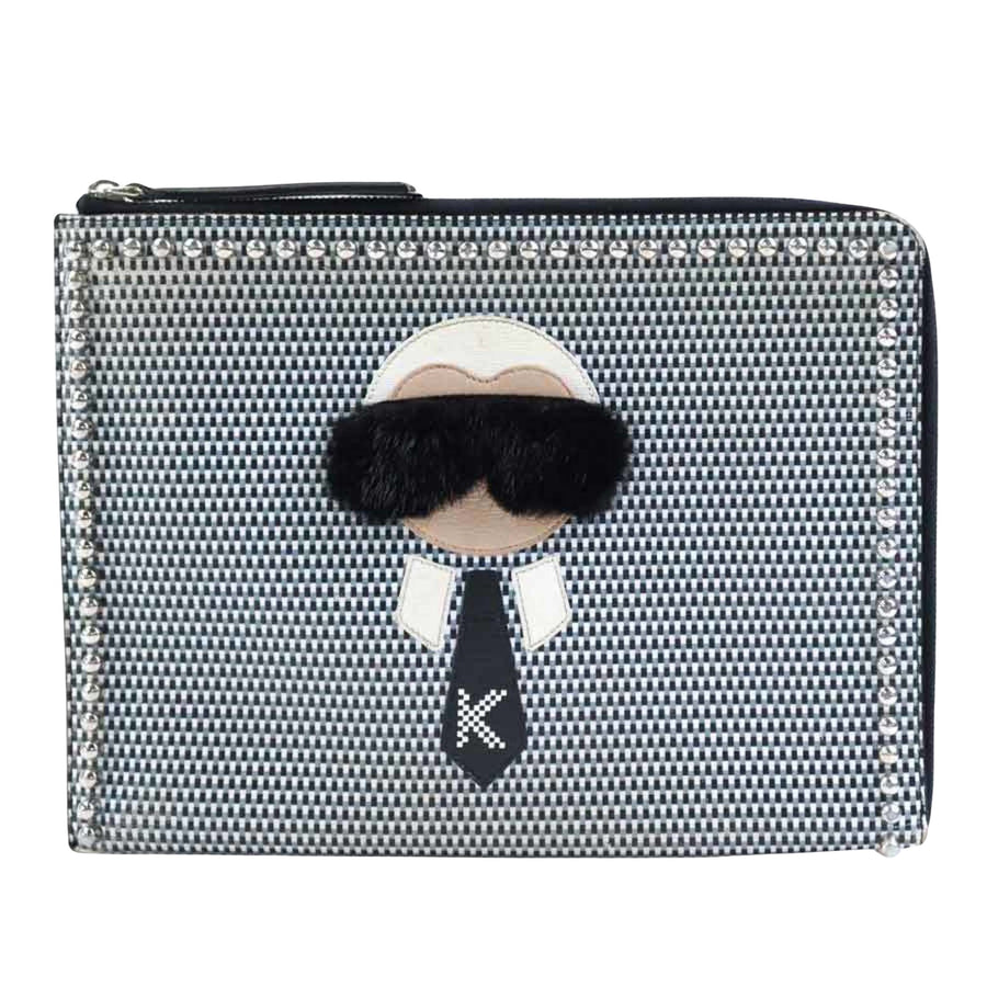 Fendi Karlito Clutch Bag Check Studded