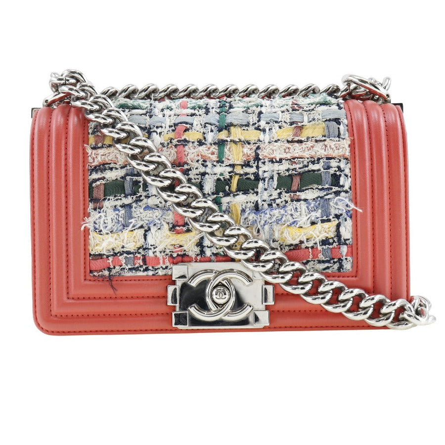 Chanel Boy Chanel Small Flap Bag Red Tweed