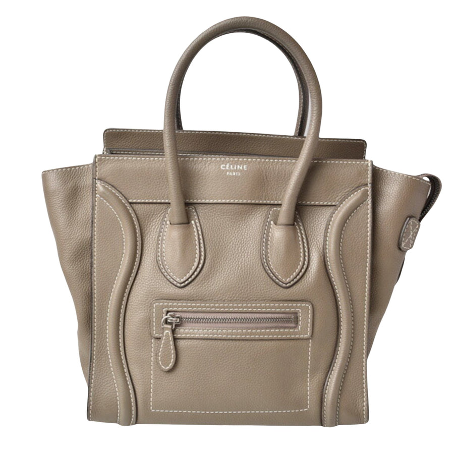 Celine Nano Luggage Tote Taupe Leather