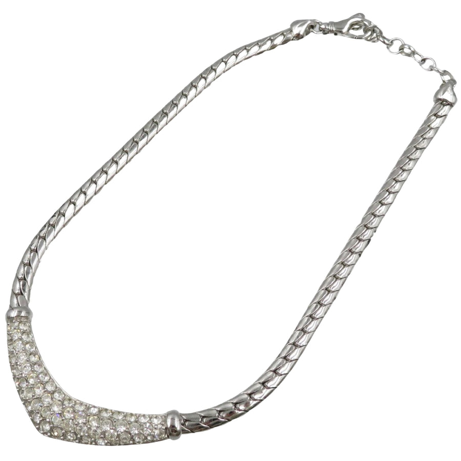 Dior ilver Rhinetone VPendant Necklace