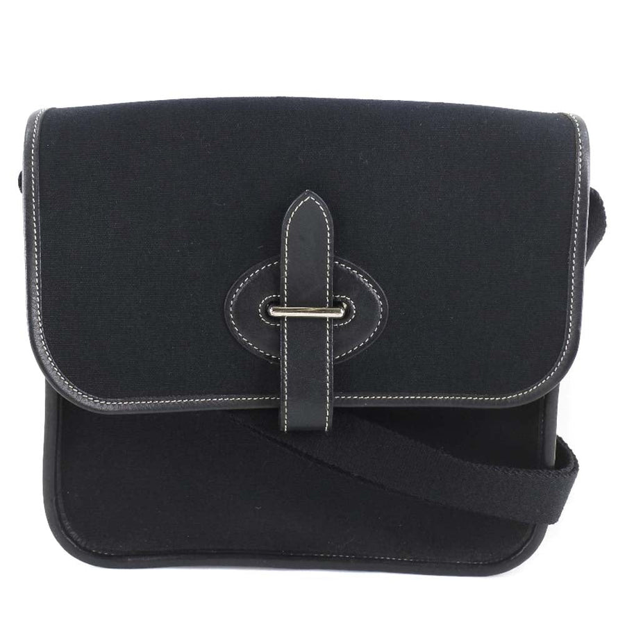 Hermes Canvas Messenger Bag Black