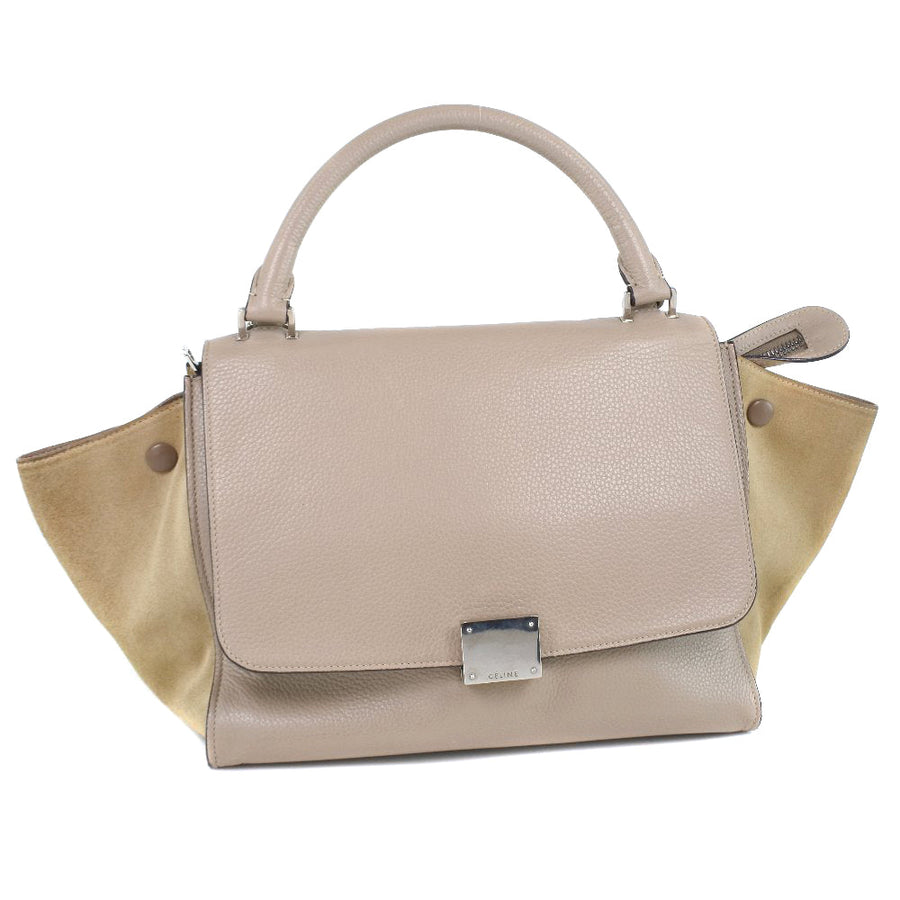 Celine Trapeze Handbag Beige Leather
