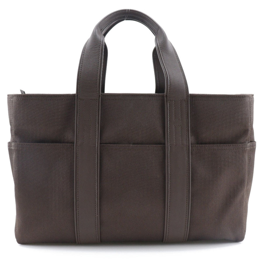 Hermes Herbag Zip Tote Canvas Leather Brown