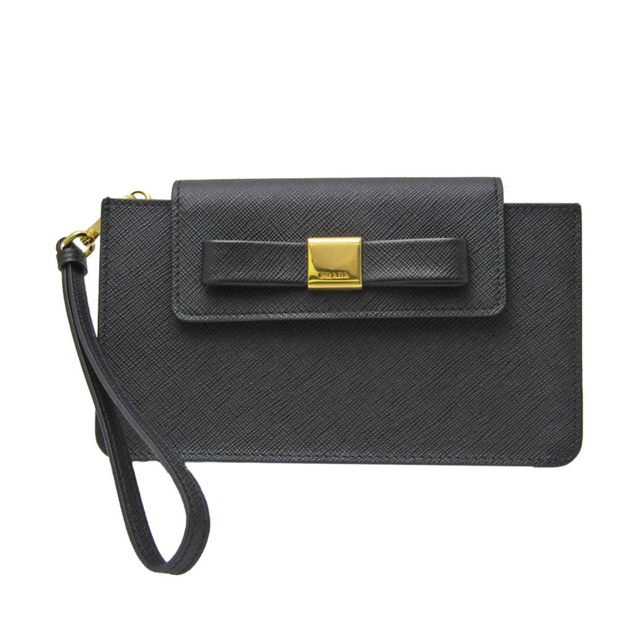Prada Bow Detail Leather Clutch