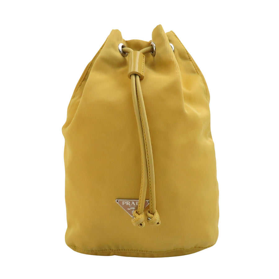Prada Drawstring Bucket Bag Yellow Nylon