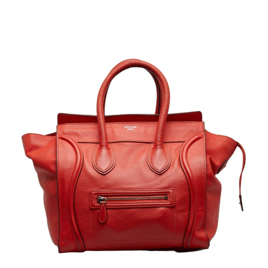 Celine Luggage Nano handbag Red leather satchel