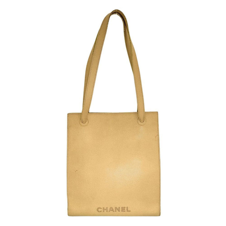 Chanel Classic Tote Bag Beige Leather
