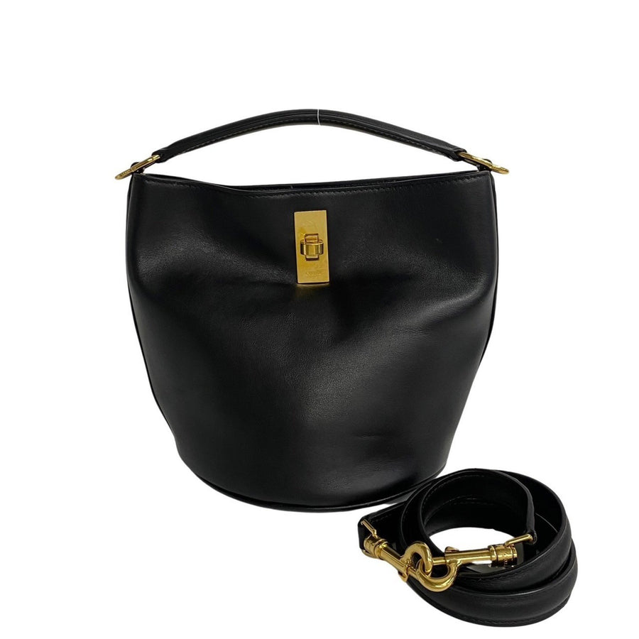 Celine mall Bucket Bag Black Leather