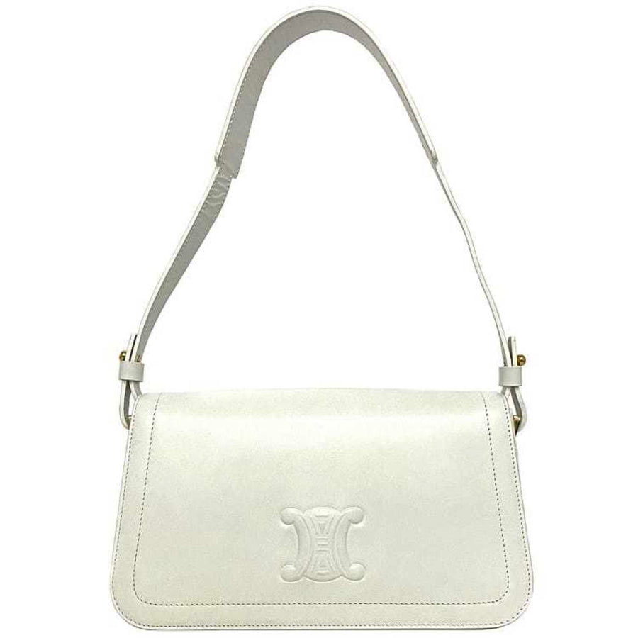 Celine Classic Leather Shoulder Bag Embossed Logo