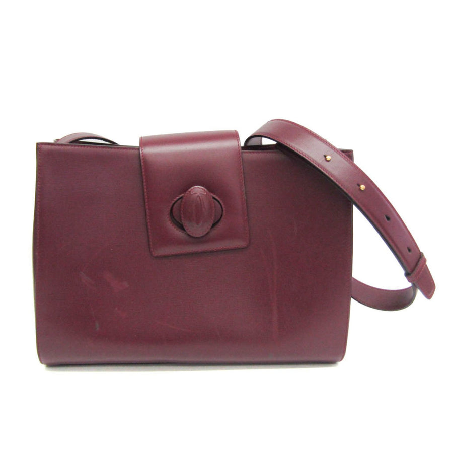Cartier Cartier Leather Shoulder Bag Burgundy