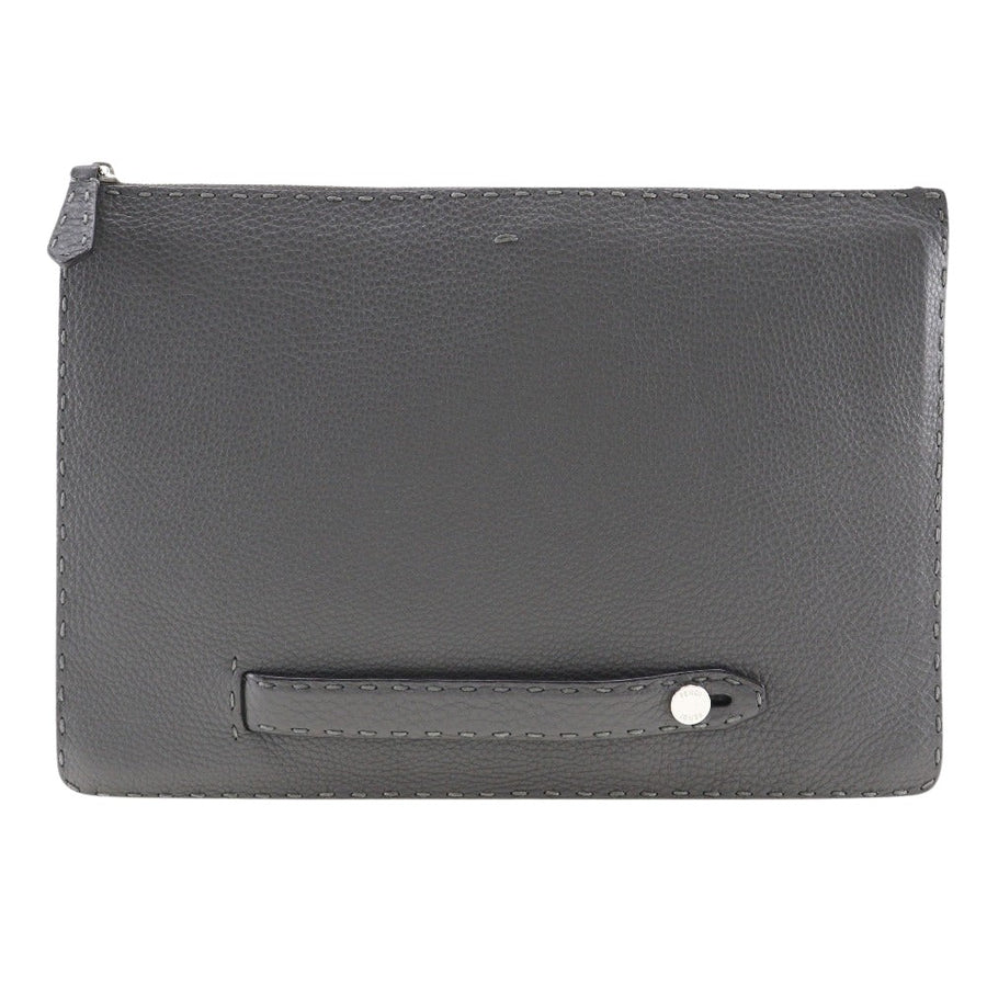 Fendi Roma Leather Clutch Grey