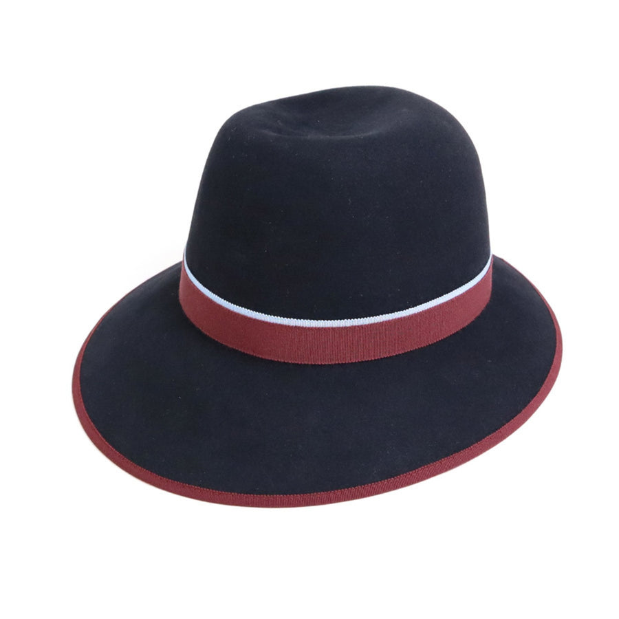 Hermes Women Felt Hat Navy Classic Style
