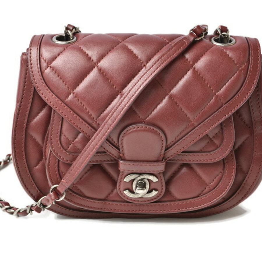Chanel Quilted Leather Shoulder Bag Burgundy