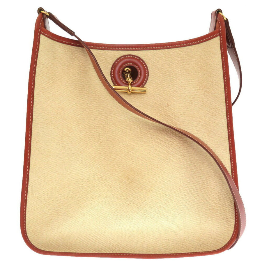 Hermes Herbag Zip Canvas Leather Shoulder Bag