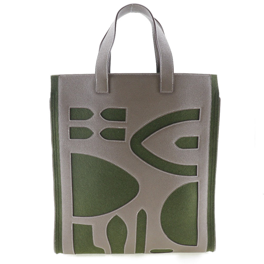 Hermes CutOut Tote Bag Green Felt Style