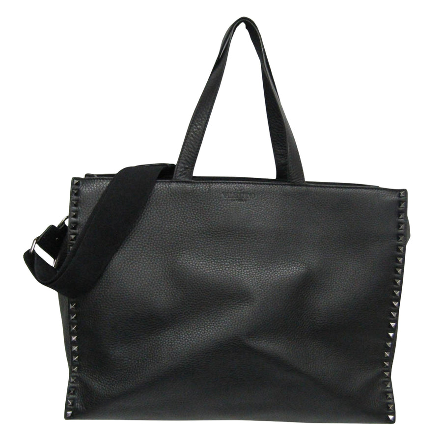 Valentino Rockstud Tote Bag Pebbled Leather