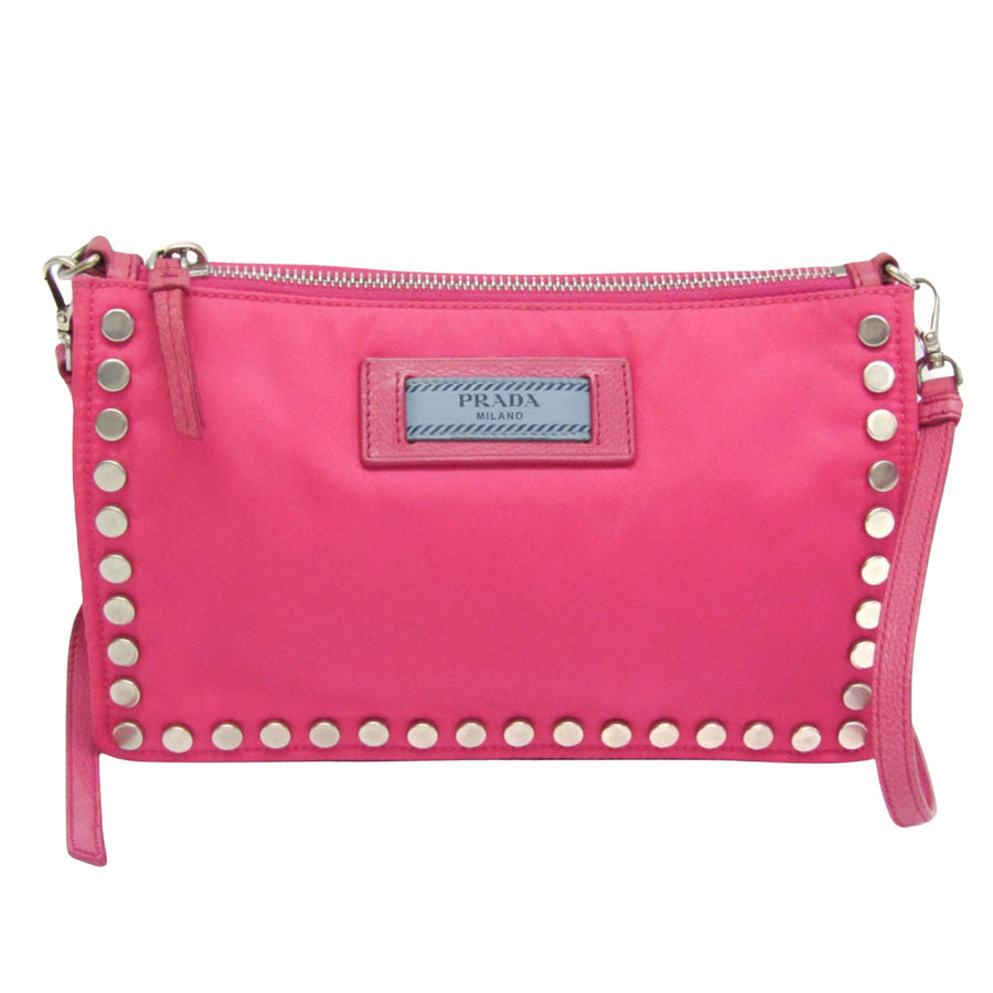 Prada Studded Nylon Shoulder Bag