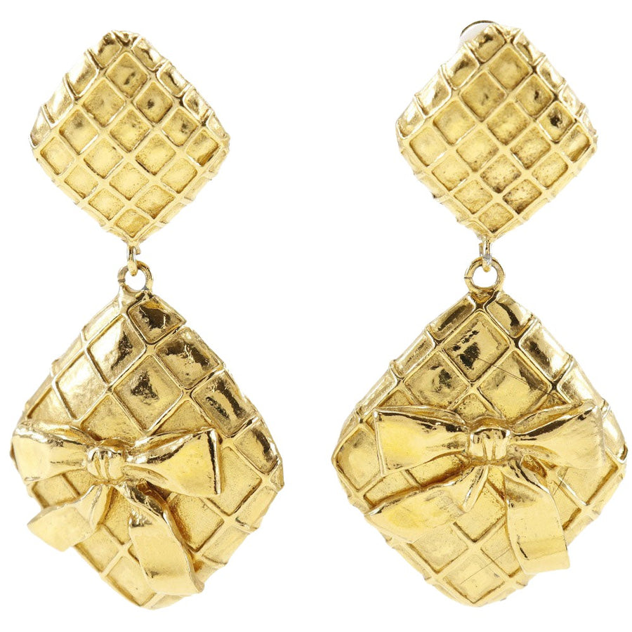 Chanel Bow Earrings Gold