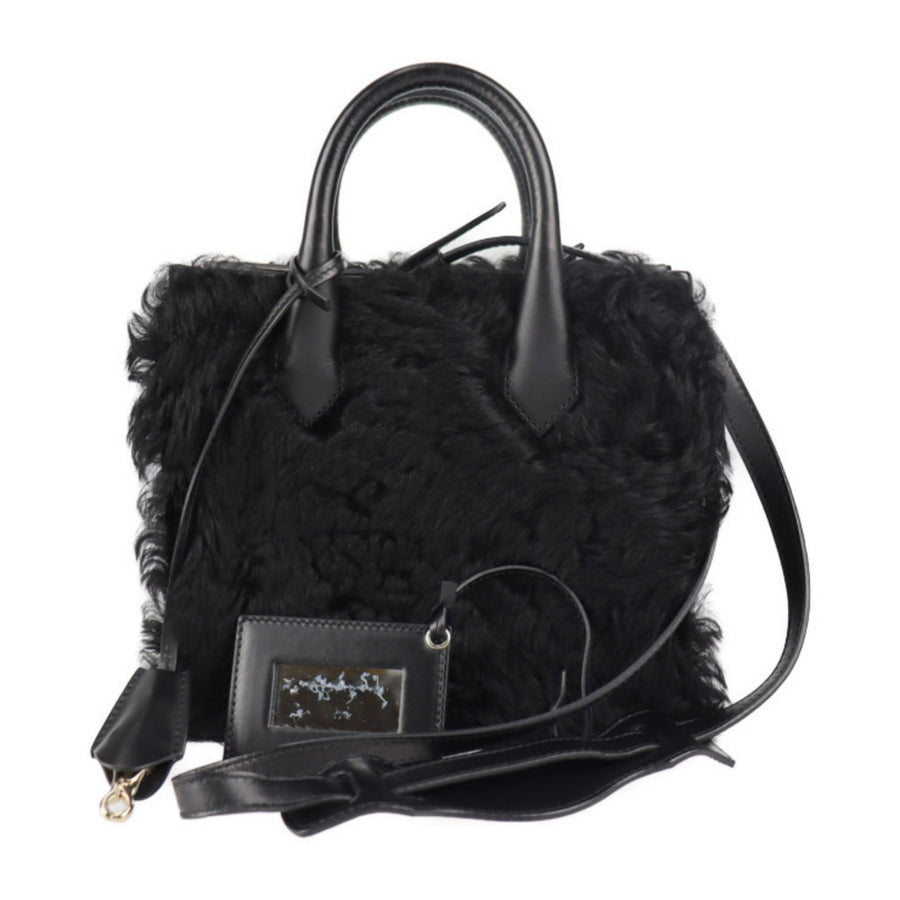 Balenciaga Shearling Tote Bag with Card Holder
