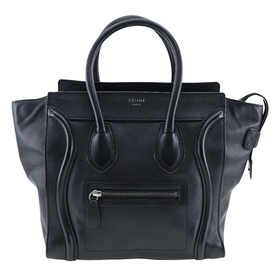 Celine Nano Luggage Tote Black Leather