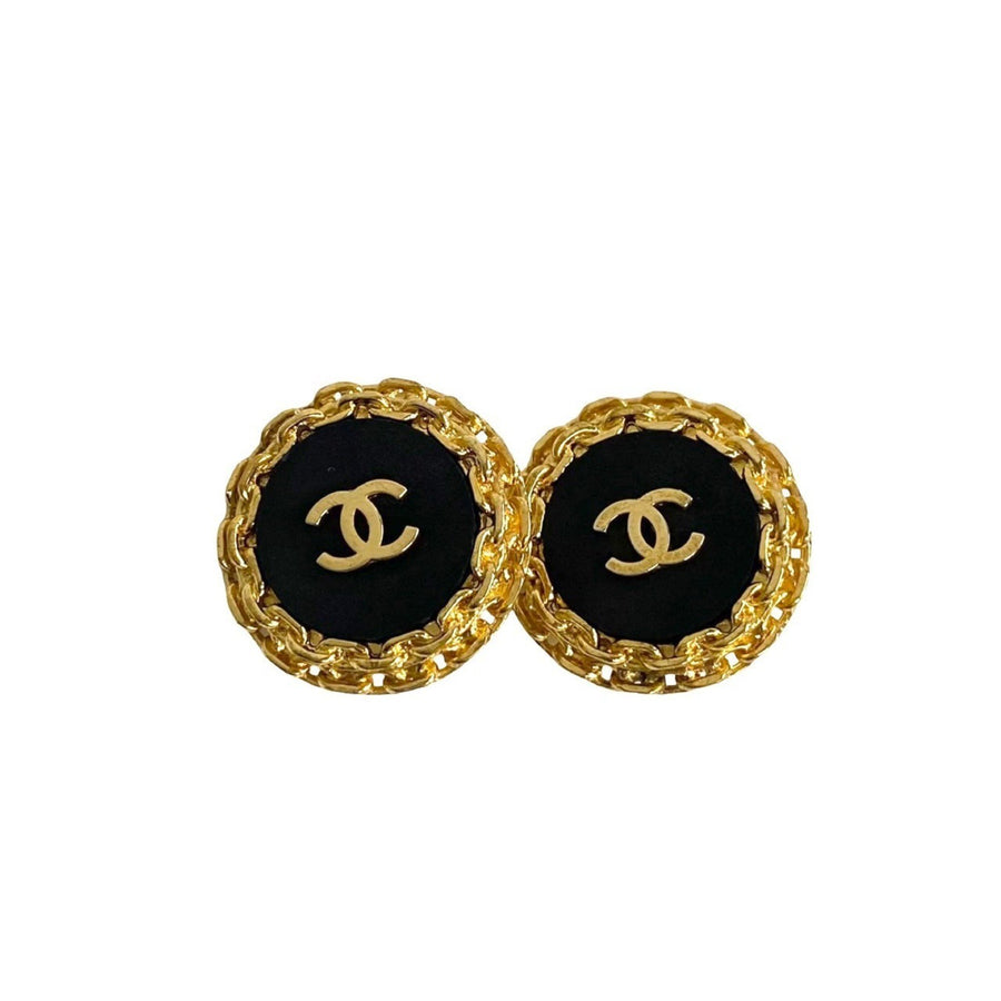 Chanel Round Button Earrings Model CC