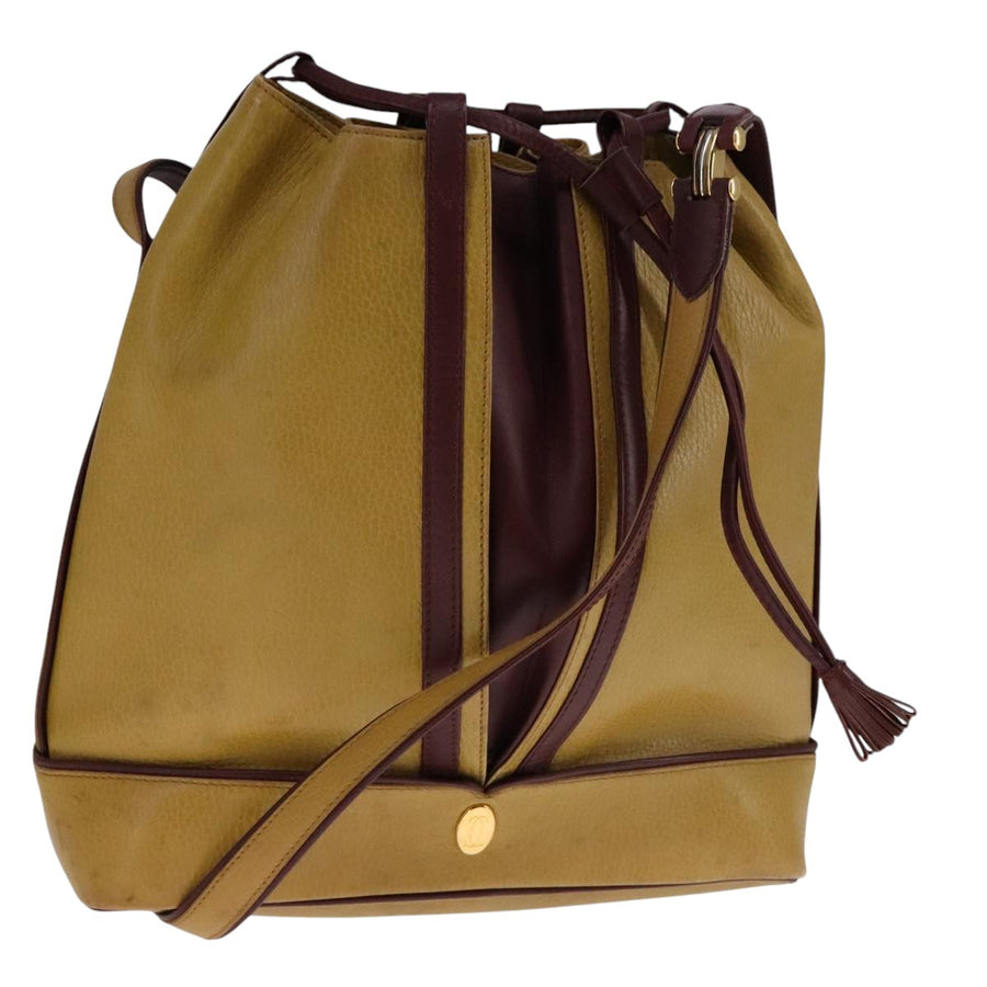 Cartier Leather Shoulder Bag with Adjustable Strap and Metal Fittings