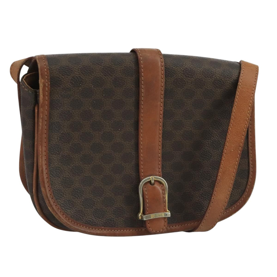 Celine Canvas Shoulder Bag with Adjustable Strap and Discoloration Details