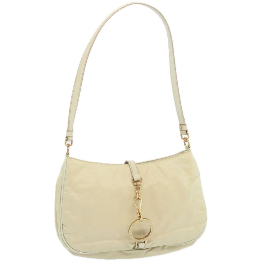 Prada Prada Tessuto Shoulder Bag Chain Charm Beige