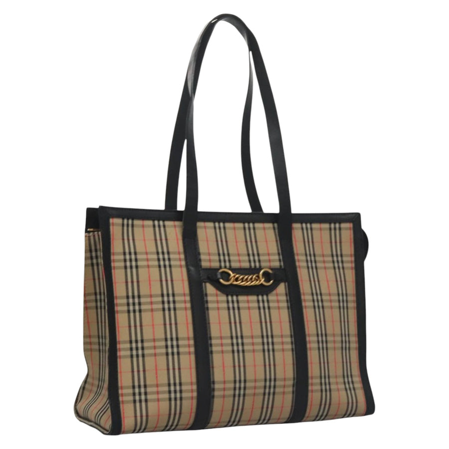 Burberry Canvas Tote Bag with Classic Check Pattern