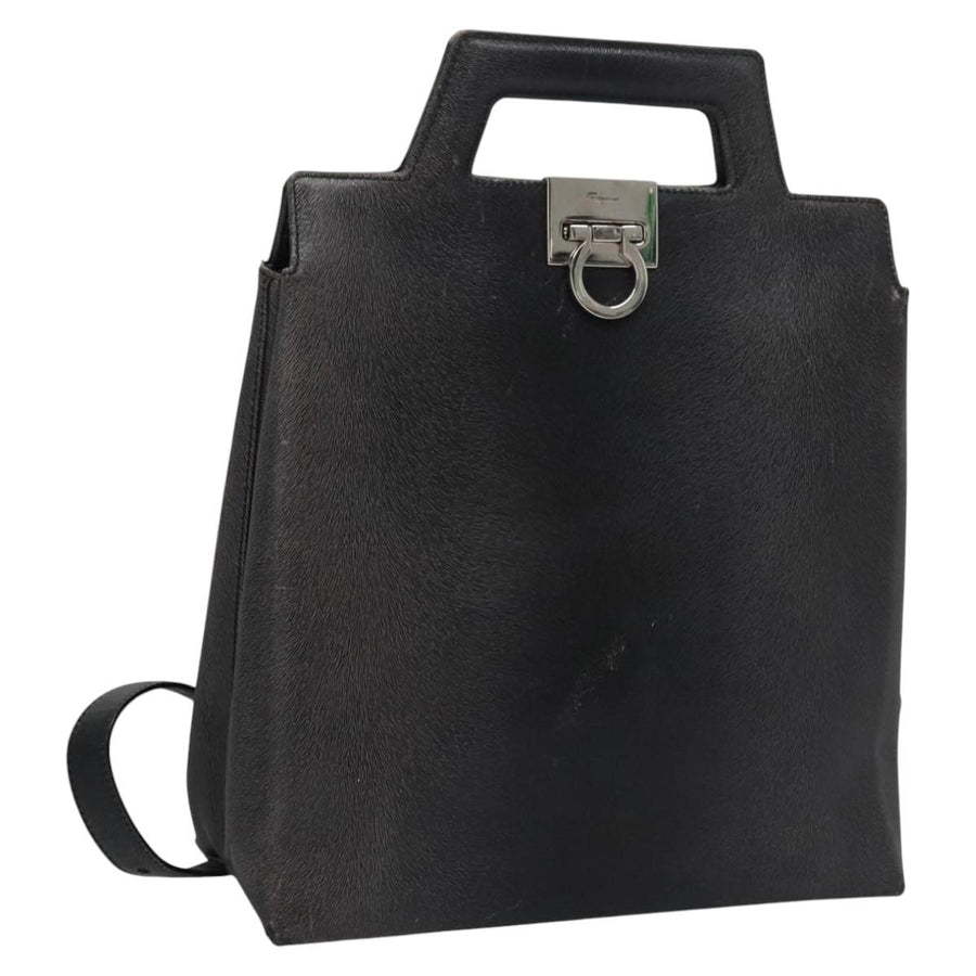 Salvatore Ferragamo Gancini Leather Shoulder Bag with Metal Fittings