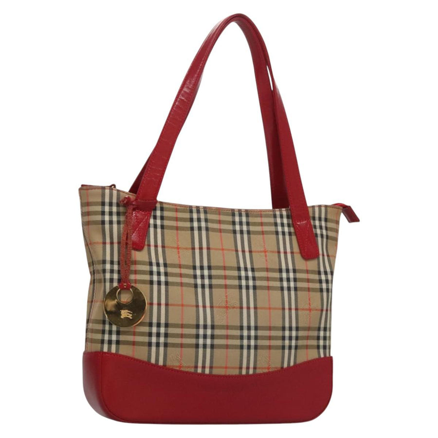 Burberry Nova Check Canvas Tote Bag with Charm