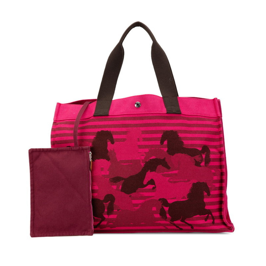 Hermes Cheveaux en Camouflage Canvas Tote with Pouch