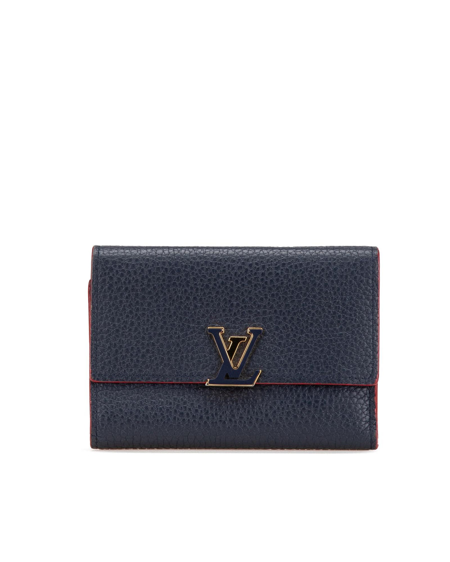 Louis Vuitton Taurillon Leather Compact Wallet with Snap Button Closure