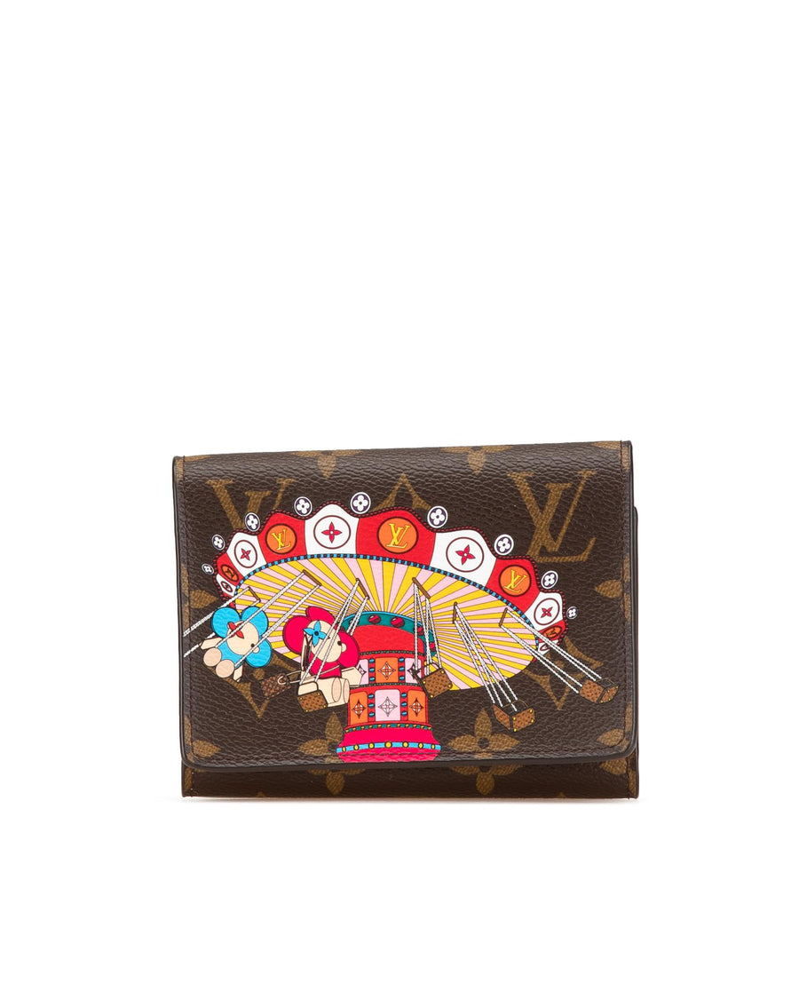 Louis Vuitton Monogram Canvas Wallet with Flap Closure and Zip Compartment