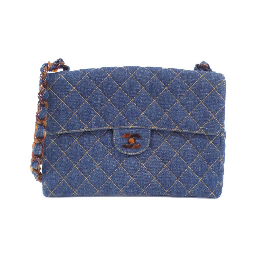 Chanel Denim Quilted Flap Bag with Box and Dust Bag