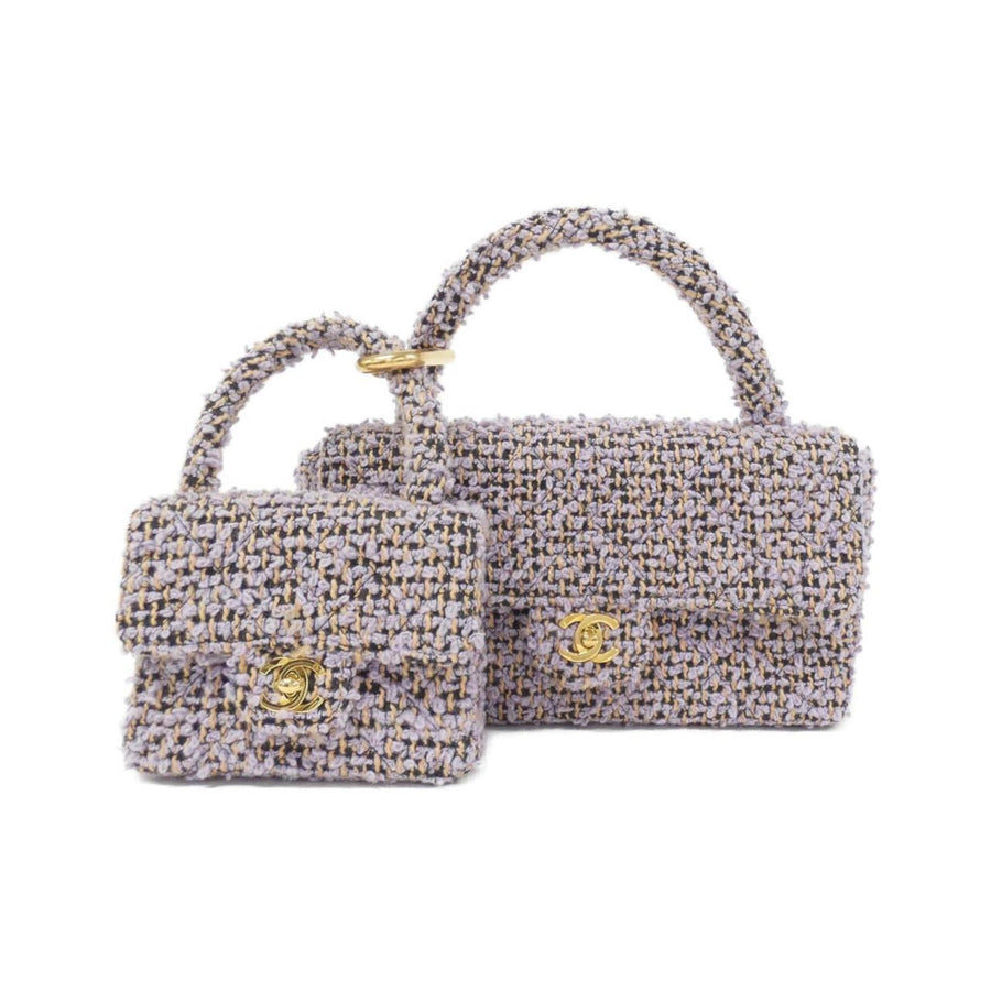 Chanel Tweed Coco Handle Bag with Dust Bag and Guarantee Card