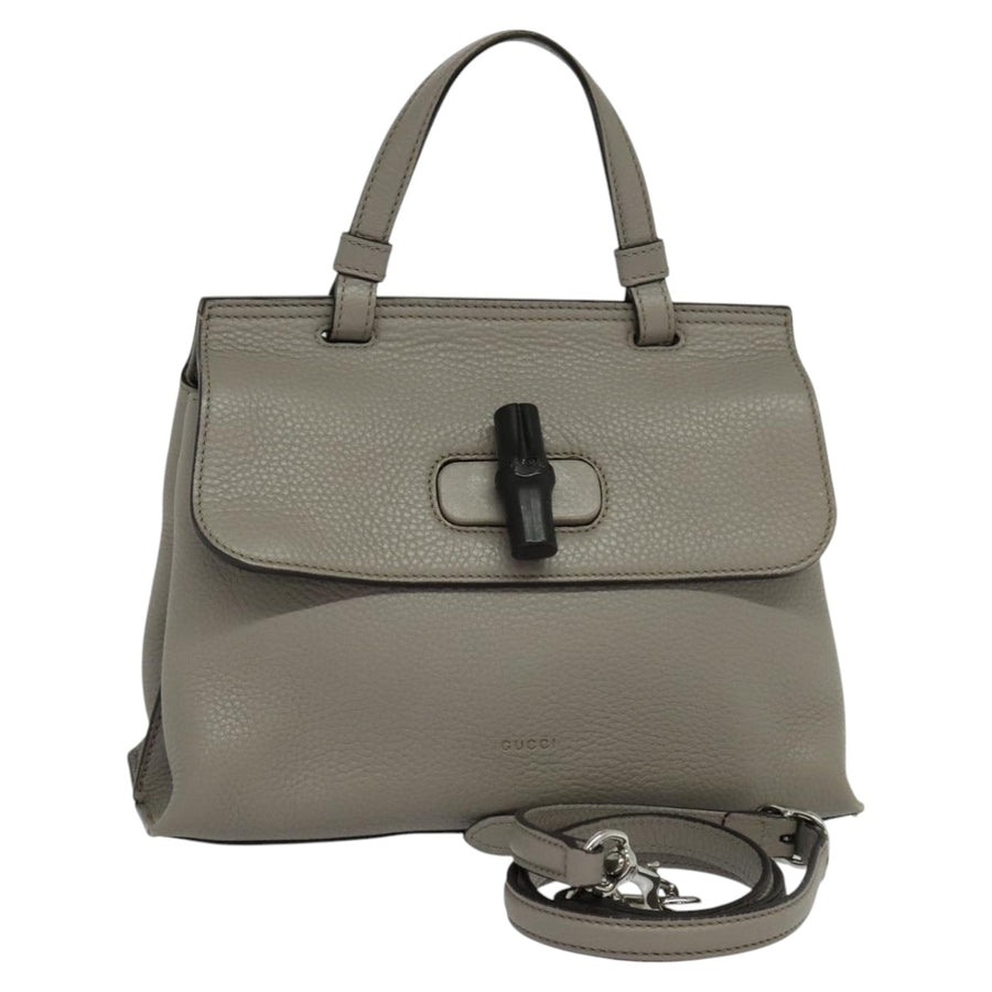 Gucci Bamboo Leather Shoulder Bag with Dust Bag and Strap