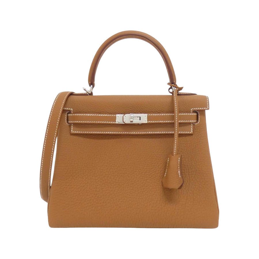 Hermes Leather Kelly Bag with Clochette Dust Bag and Shoulder Strap