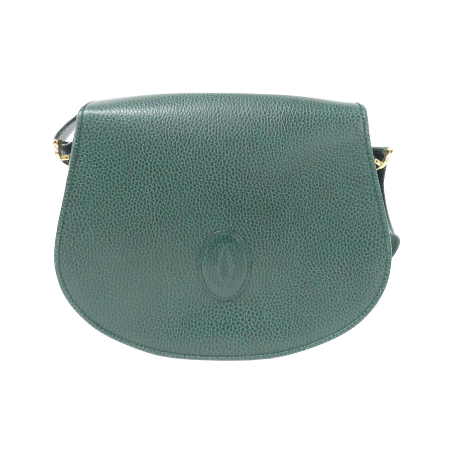 Cartier Leather Shoulder Bag with Slightly Scratched Handle and Metal Fittings