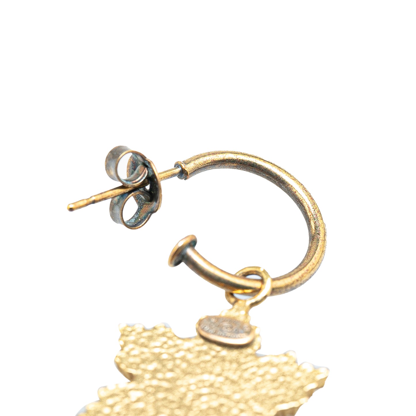 Chanel Gold Plated Snowflakes Hoop Push Back Earrings (20703)