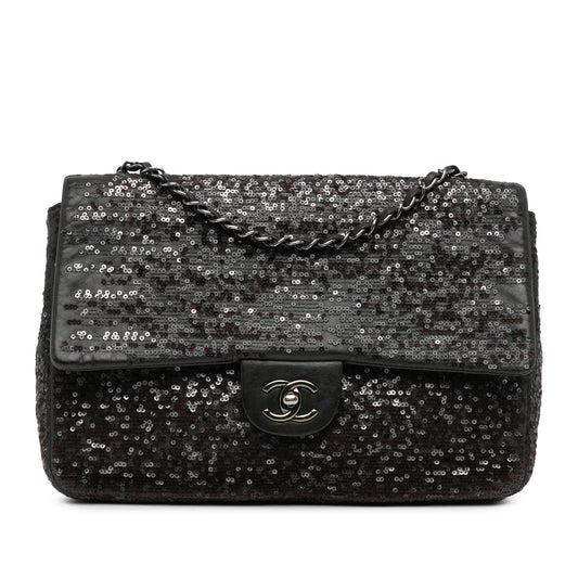 Chanel Jumbo Sequined Lambskin Moonlight On Water Flap (20872)