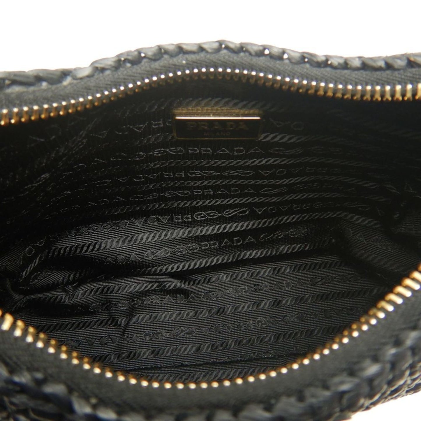 Prada Woven Fabric Black Shoulder Bags