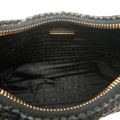 Prada Woven Fabric Black Shoulder Bags
