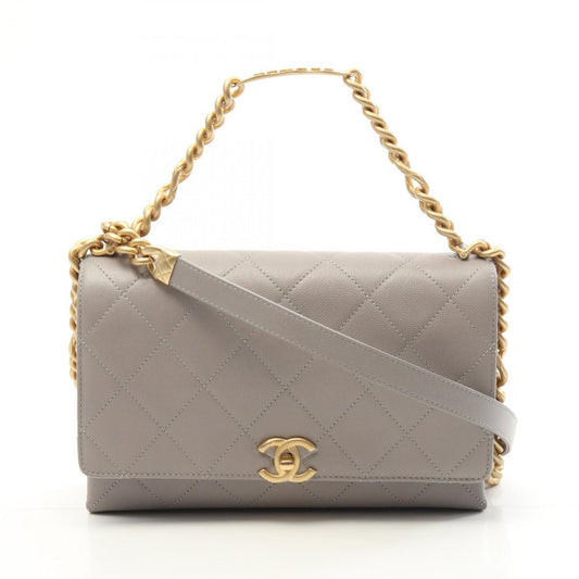 Chanel Calfskin Gray Shoulder Bags