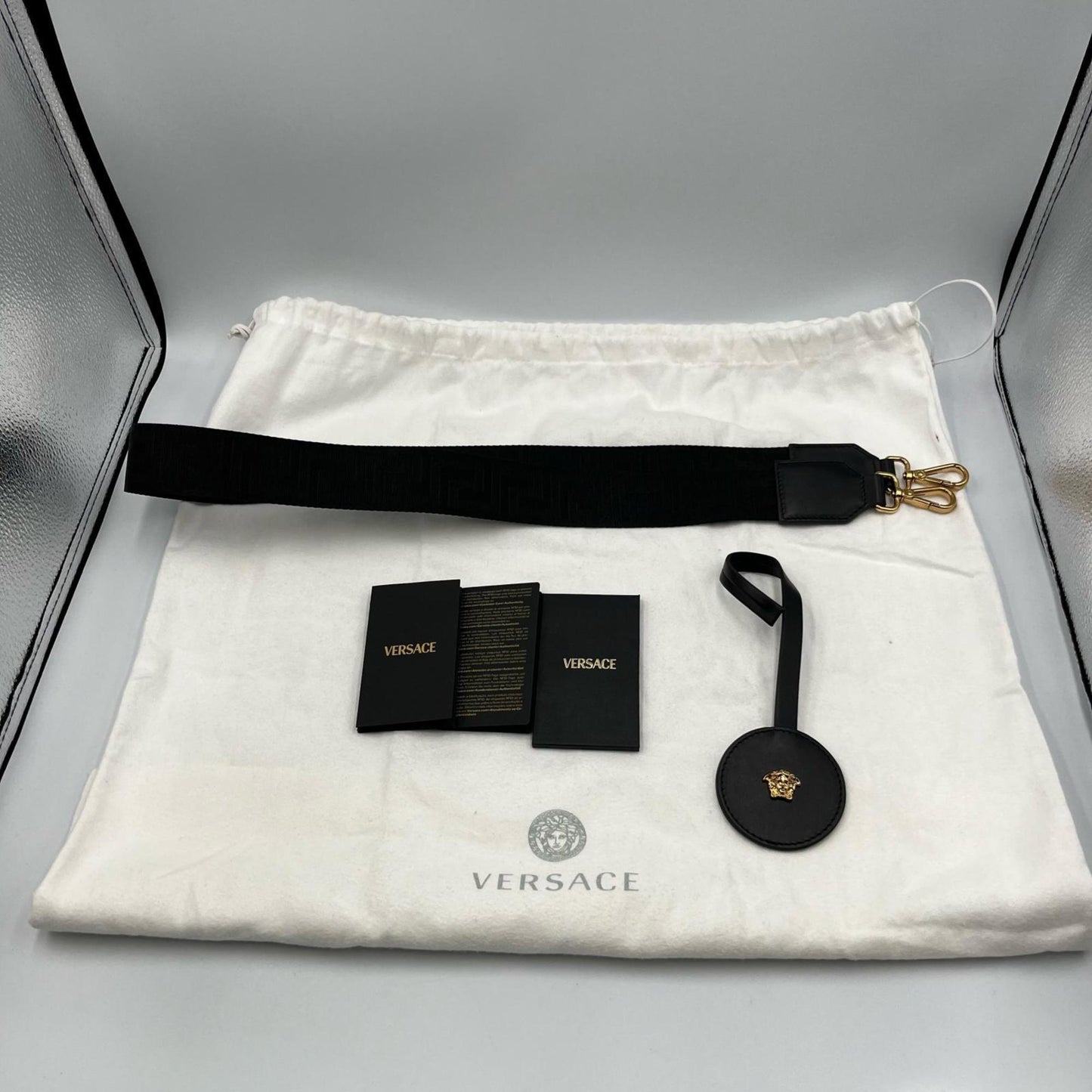 Versace Canvas Black Tote Bags